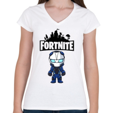 PRINTFASHION Fortnite Carbide - Női V-nyakú póló - Fehér női póló