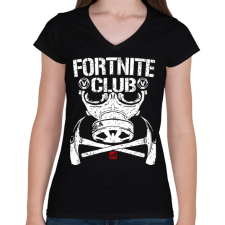 PRINTFASHION Fortnite Club - Női V-nyakú póló - Fekete női póló