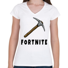 PRINTFASHION Fortnite csákány - Női V-nyakú póló - Fehér