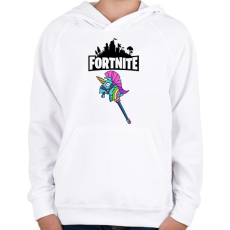 PRINTFASHION Fortnite Egyszarvú csákány - Gyerek kapucnis pulóver - Fehér
