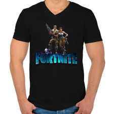 PRINTFASHION fortnite  - Férfi V-nyakú póló - Fekete férfi póló