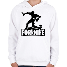 PRINTFASHION fortnite forknife - Gyerek kapucnis pulóver - Fehér