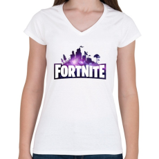 PRINTFASHION Fortnite Galaxy - Női V-nyakú póló - Fehér