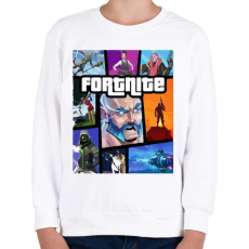 PRINTFASHION Fortnite GTA Edition - Gyerek pulóver - Fehér