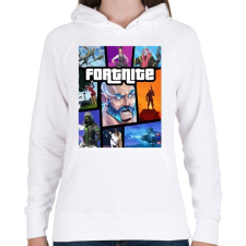 PRINTFASHION Fortnite GTA Edition - Női kapucnis pulóver - Fehér női pulóver, kardigán
