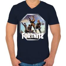 PRINTFASHION Fortnite - Ikon Logó - Férfi V-nyakú póló - Sötétkék férfi póló
