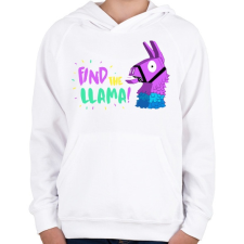 PRINTFASHION Fortnite Lama - Gyerek kapucnis pulóver - Fehér gyerek pulóver, kardigán
