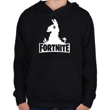 PRINTFASHION Fortnite Llama Logó - Fehér - Gyerek kapucnis pulóver - Fekete gyerek pulóver, kardigán
