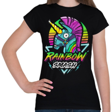 PRINTFASHION Fortnite Llama Rainbow - Női póló - Fekete
