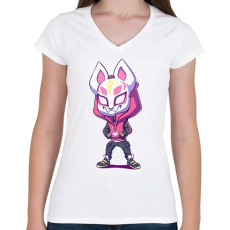 PRINTFASHION Fortnite LOVE - Női V-nyakú póló - Fehér