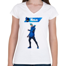 PRINTFASHION Fortnite Ninja - Női V-nyakú póló - Fehér női póló