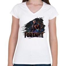 PRINTFASHION Fortnite - Női V-nyakú póló - Fehér