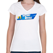 PRINTFASHION Fortnite - Női V-nyakú póló - Fehér női póló