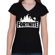 PRINTFASHION FORTNITE - Női V-nyakú póló - Fekete női póló