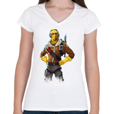 PRINTFASHION Fortnite Player - Női V-nyakú póló - Fehér női póló