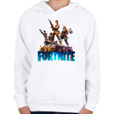 PRINTFASHION Fortnite poster 6   - Gyerek kapucnis pulóver - Fehér