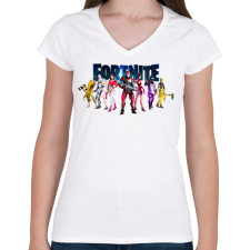 PRINTFASHION Fortnite poster 7  - Női V-nyakú póló - Fehér női póló