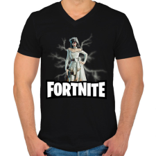 PRINTFASHION Fortnite The Widow - Férfi V-nyakú póló - Fekete férfi póló
