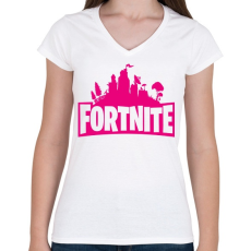 PRINTFASHION Fortnite valentin - Női V-nyakú póló - Fehér