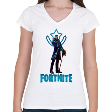PRINTFASHION Fortnite: Y0ND3R - Női V-nyakú póló - Fehér női póló