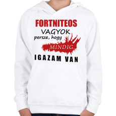 PRINTFASHION Fortniteos vagyok... - Gyerek kapucnis pulóver - Fehér