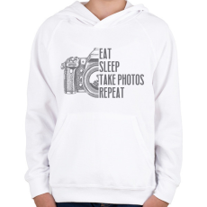 PRINTFASHION Fotós napirend - Gyerek kapucnis pulóver - Fehér