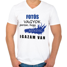PRINTFASHION Fotós vagyok... - Férfi V-nyakú póló - Fehér férfi póló
