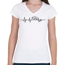 PRINTFASHION Fotózás ekg - Női V-nyakú póló - Fehér