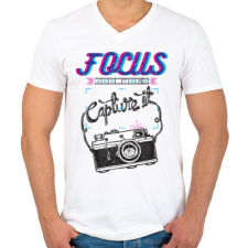 PRINTFASHION Fotózz! - Férfi V-nyakú póló - Fehér férfi póló