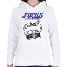 PRINTFASHION Fotózz! - Női kapucnis pulóver - Fehér női pulóver, kardigán