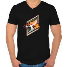 PRINTFASHION Fox - Férfi V-nyakú póló - Fekete férfi póló