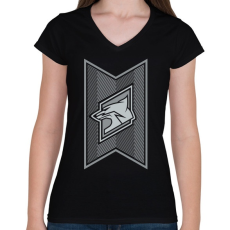 PRINTFASHION Fox Stripes - Női V-nyakú póló - Fekete