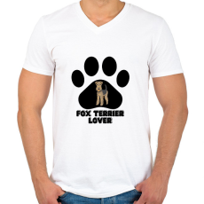 PRINTFASHION Fox Terrier Lover - Férfi V-nyakú póló - Fehér