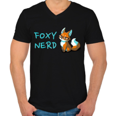 PRINTFASHION Foxy Nerd - Férfi V-nyakú póló - Fekete