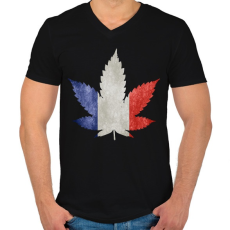 PRINTFASHION france ganja - Férfi V-nyakú póló - Fekete