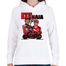 PRINTFASHION Francesco Bagnaia - Női kapucnis pulóver - Fehér női pulóver, kardigán