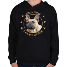 PRINTFASHION Francia buldog - Legjobb barát - Gyerek kapucnis pulóver - Fekete
