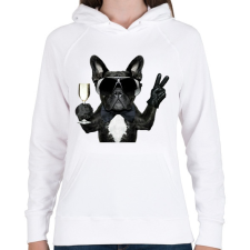 PRINTFASHION Francia Buldog - Női kapucnis pulóver - Fehér női pulóver, kardigán