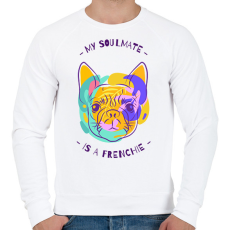 PRINTFASHION Francia Bulldog - Férfi pulóver - Fehér