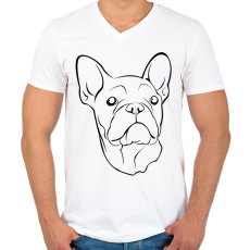 PRINTFASHION Francia bulldog - Férfi V-nyakú póló - Fehér