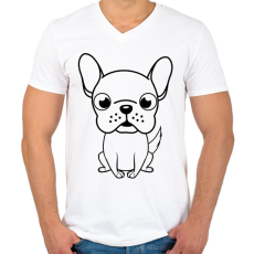 PRINTFASHION Francia bulldog - Férfi V-nyakú póló - Fehér