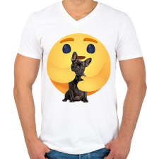 PRINTFASHION Francia bulldog - Férfi V-nyakú póló - Fehér férfi póló