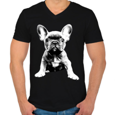PRINTFASHION Francia Bulldog - Férfi V-nyakú póló - Fekete