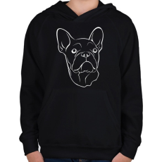 PRINTFASHION Francia bulldog - Gyerek kapucnis pulóver - Fekete