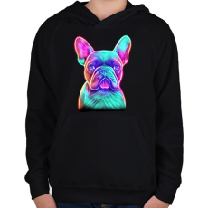 PRINTFASHION Francia bulldog  - Gyerek kapucnis pulóver - Fekete