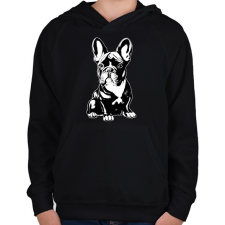PRINTFASHION Francia bulldog - Gyerek kapucnis pulóver - Fekete gyerek pulóver, kardigán