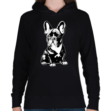 PRINTFASHION Francia bulldog - Női kapucnis pulóver - Fekete női pulóver, kardigán