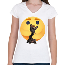 PRINTFASHION Francia bulldog - Női V-nyakú póló - Fehér női póló