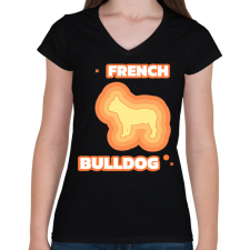 PRINTFASHION Francia bulldog - Női V-nyakú póló - Fekete női póló