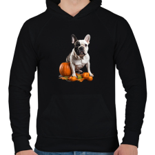 PRINTFASHION francia bulldog tökkel - Férfi kapucnis pulóver - Fekete férfi pulóver, kardigán